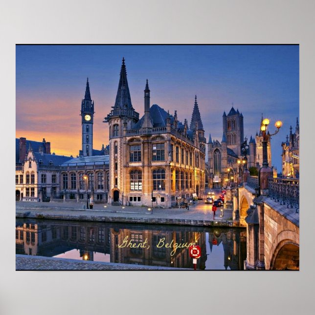 Ghent, Belgium setting sun Poster (Front)