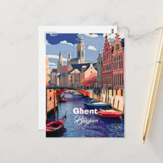 Ghent Belgium Travel Art postcard, Belgium Travel Postcard