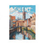 Ghent Belgium Travel Art Vintage Fleece Blanket