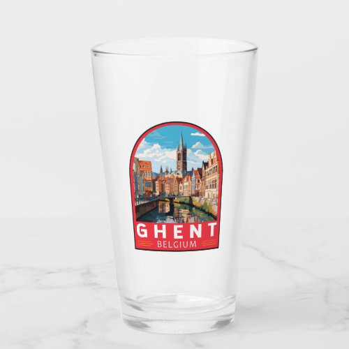 Ghent Belgium Travel Art Vintage Glass