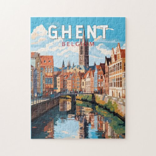 Ghent Belgium Travel Art Vintage Jigsaw Puzzle