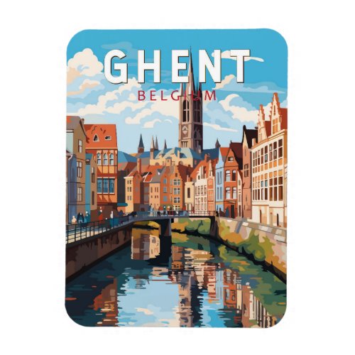 Ghent Belgium Travel Art Vintage Magnet