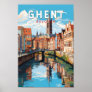 Ghent Belgium Travel Art Vintage Poster