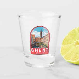 Ghent Belgium Travel Art Vintage Shot Glass