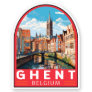 Ghent Belgium Travel Art Vintage Sticker