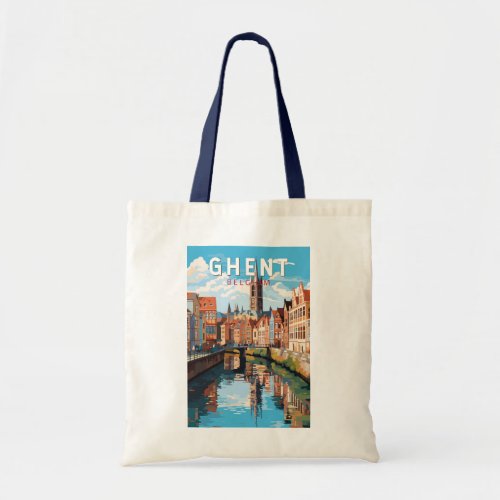 Ghent Belgium Travel Art Vintage Tote Bag