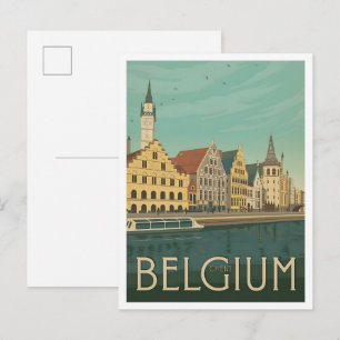 Ghent Belgium Vintage Art Travel Postcard