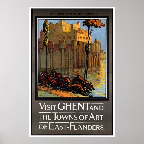 Ghent Belgium Vintage Travel Poster