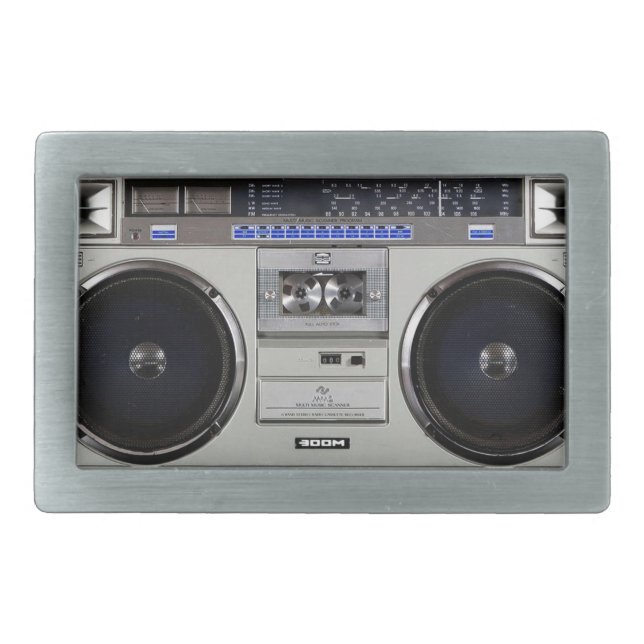 Ghetto Blaster Boombox Rectangular Belt Buckle (Front)