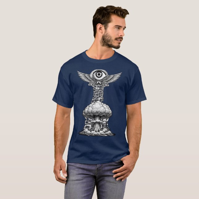 Ghettoblaster Brain Explosion Illustration  T-Shirt (Front Full)