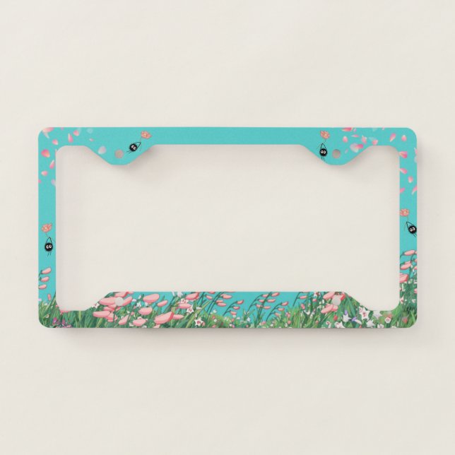 Ghibli Sakura Kawaii License Plate Frame (Front)