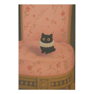 Ghibli Style Black Cat on Pink Chair Poster Print