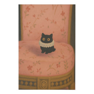 Ghibli Style Black Cat on Pink Chair Poster Print