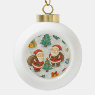 Ghibli-Style Christmas Pattern Ceramic Ball Christmas Ornament