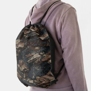 Ghillie Suit Rocky Terrain Pattern Drawstring Bag