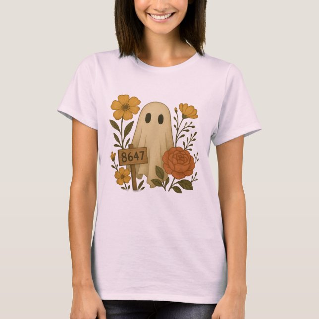 Ghost 8647 Sign Subtle Anti-Trump Floral Halloween T-Shirt (Front)