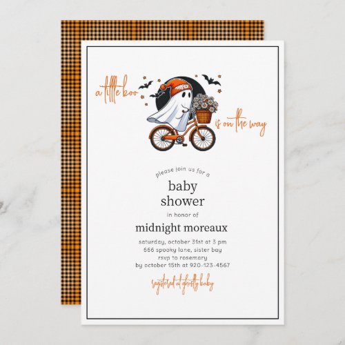 Ghost A Little Boo Halloween Baby Shower  Invitation