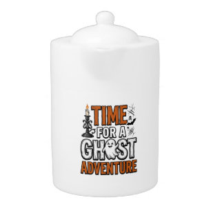Ghost Adventure Halloween Vintage Typography Desig Teapot