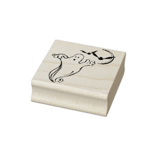 Ghost and bats illustration art stamp