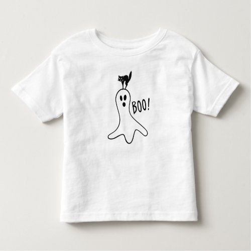 Ghost and Black Cat Halloween Cute Toddler T_shirt