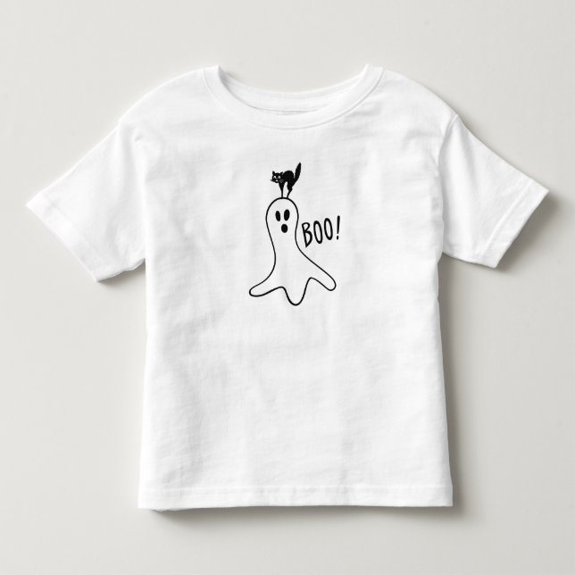 Ghost and Black Cat Halloween Cute Toddler T-shirt (Front)