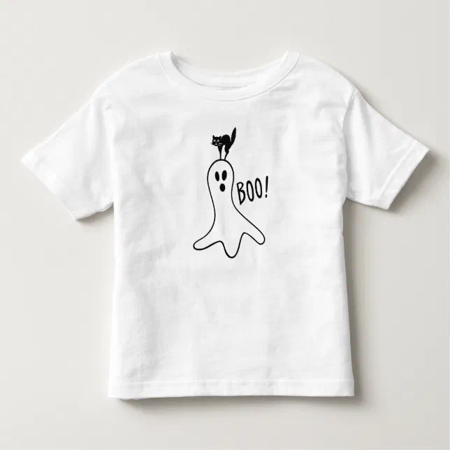 Ghost And Black Cat Halloween Cute Toddler T-shirt | Zazzle