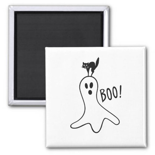 Ghost and Black Cat Halloween Spooky Cute Magnet