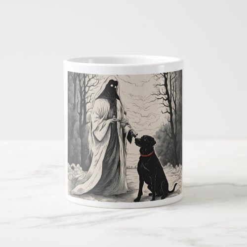 Ghost and black dog halloween 2024 giant coffee mug