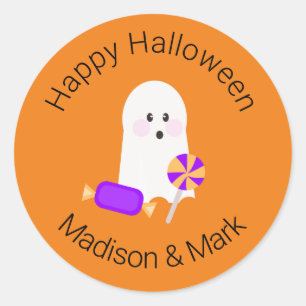 Ghost and Candy Halloween Favor Classic Round Sticker