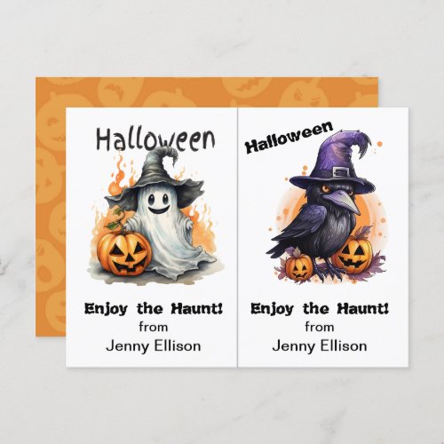 Ghost and Crow School Party Halloween Card