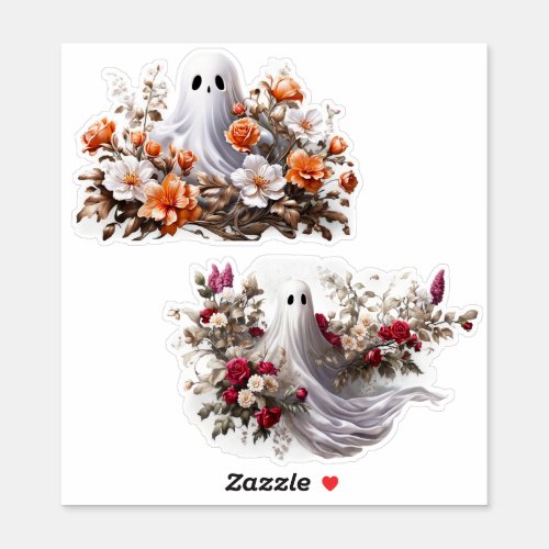 Ghost and Flowers Vinyl Stickers Customize