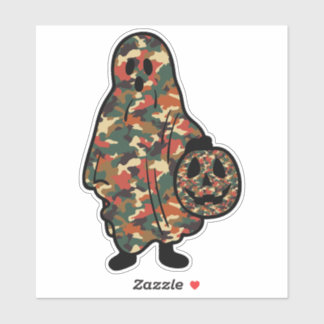 Ghost and Pumpkin in Camouflage Sticker