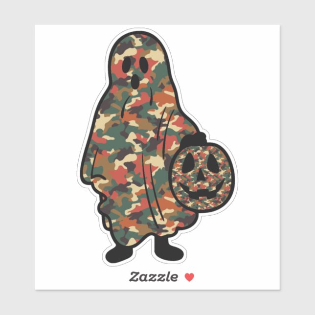 Ghost and Pumpkin in Camouflage Sticker (Sheet)