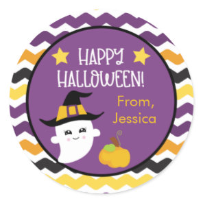Ghost and Pumpkin Kids Halloween Classic Round Sticker