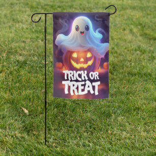 Ghost and Pumpkin Trick or Treat Garden Flag