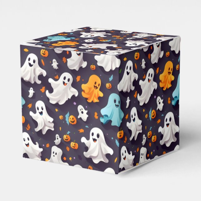 Ghost and Pumpkins Favor Boxes (Front Side)