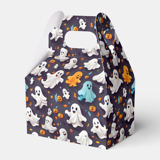 Ghost and Pumpkins Favor Boxes (Front Side)