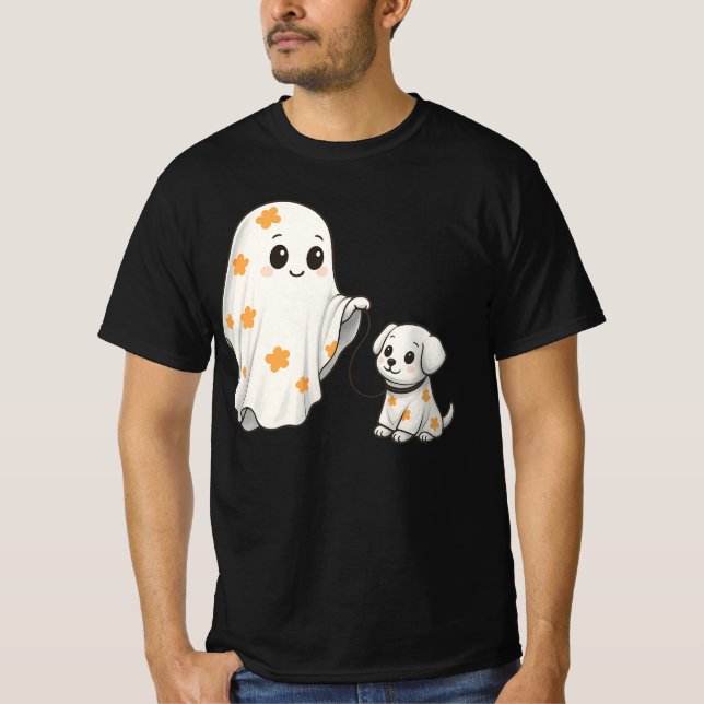 Ghost and Puppy Halloween– Matching Ghost Costume  T-Shirt (Front)