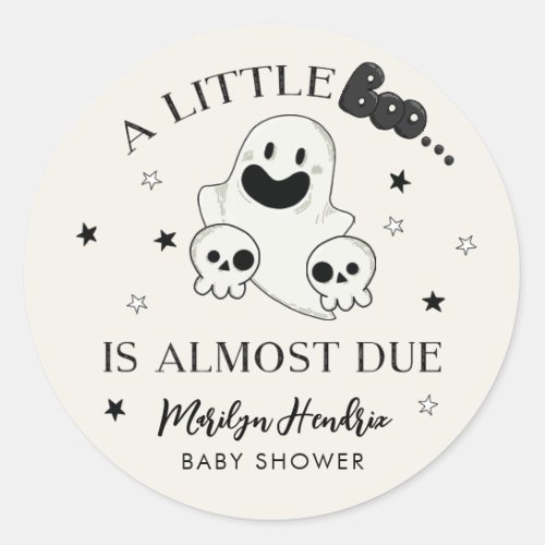 Ghost and Skulls Halloween Little Boo Baby Shower Classic Round Sticker