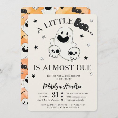 Ghost and Skulls Halloween Little Boo Baby Shower Invitation