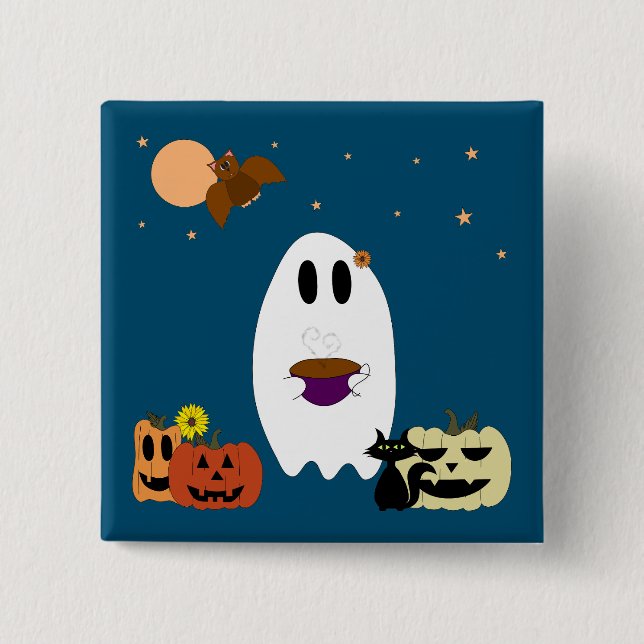 Ghost and Tea Button (Front)