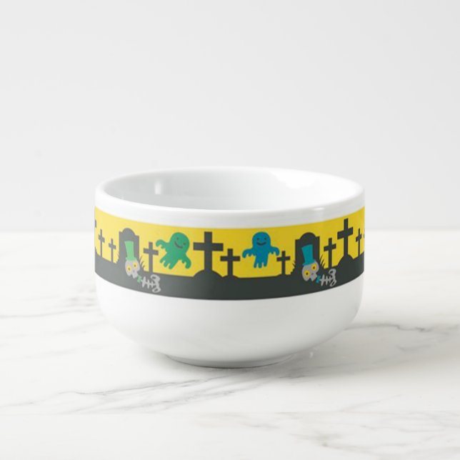 Ghost and Tomb Stones  Soup Mug (Front)