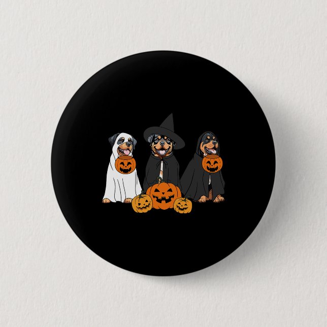 Ghost And Witch Rottweiler  Button (Front)