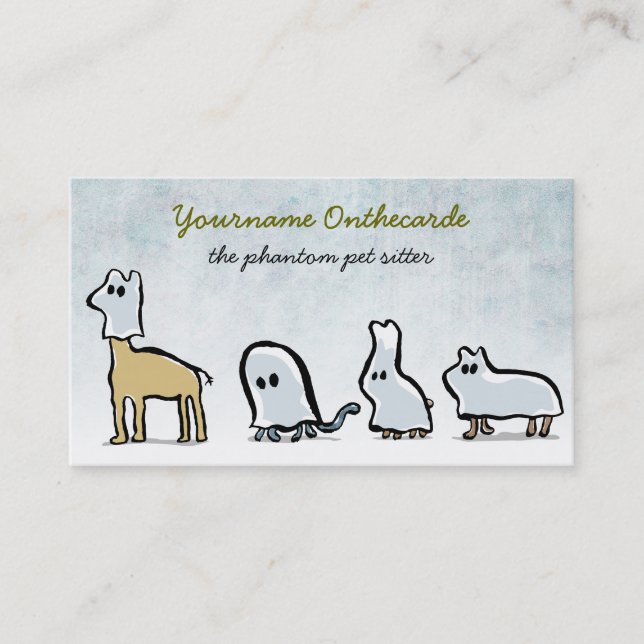 ghost animals (pet sitting) business card (Front)
