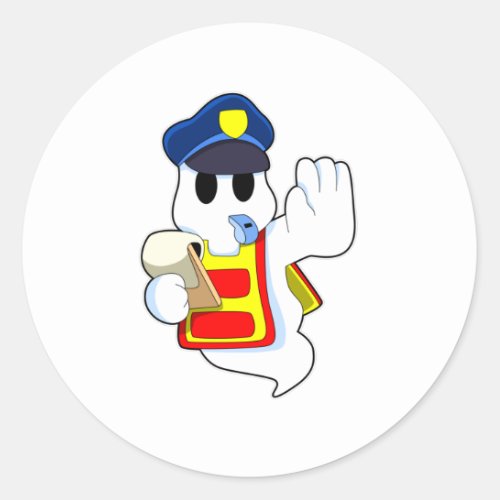 Ghost as Police officer with Whistle Classic Round Sticker