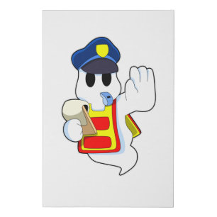 Ghost as Police officer with Whistle Faux Canvas Print