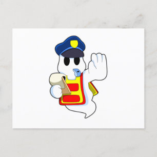 Ghost as Police officer with Whistle Postcard