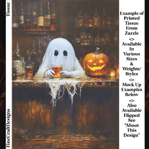 Ghost at Haunted Halloween Bar EA2R Decoupage Tissue Paper