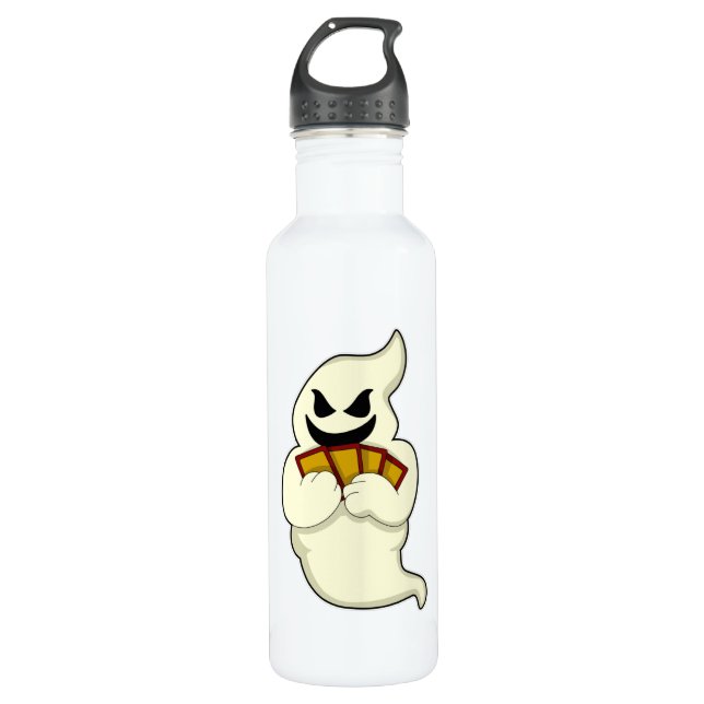 Ghost at Poker with Poker cards Stainless Steel Water Bottle (Front)