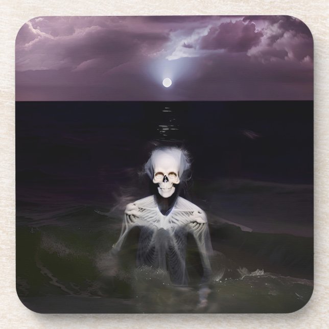 Ghost at Sea - Oil Painting Beverage Coaster (Front)